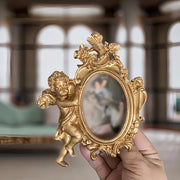 Antique European Photo Frame Gold Color Carved Embossed Resin Picture Frame Holder Wall Hanging Home Decoration Ornament Crafts