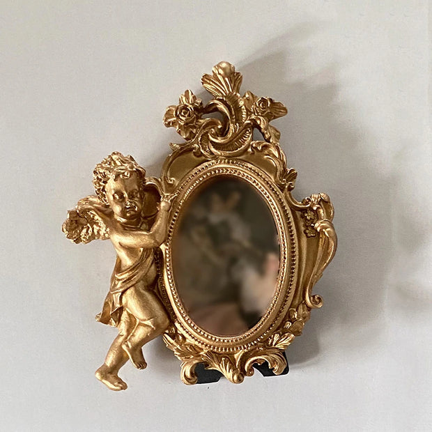 Antique European Photo Frame Gold Color Carved Embossed Resin Picture Frame Holder Wall Hanging Home Decoration Ornament Crafts