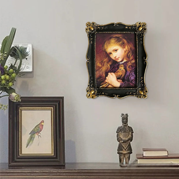 Luxury Antique Vintage Picture Frame Black with Gold Trim - Horizontal Or Vertical Tabletop Wall Hanging Photo Display Frame