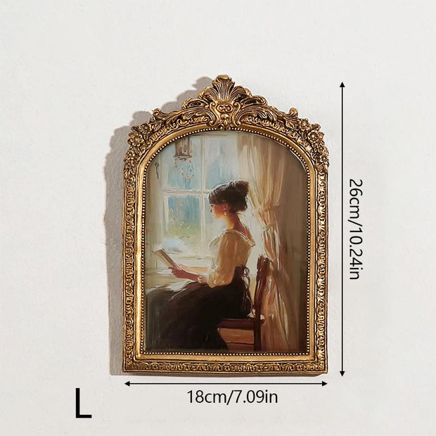 European Vintage Photo Frame Relief Picture Arch Wedding Photo Frames  For Home Decor Living Room Desk Decoration Luxury Carving