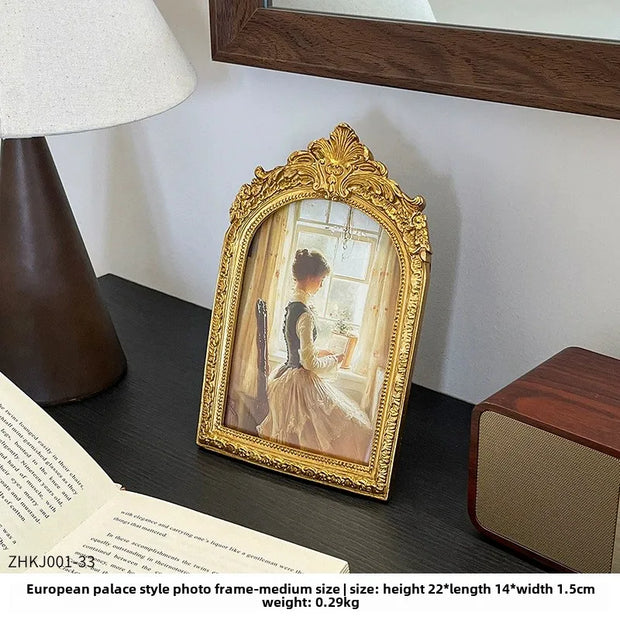 French Vintage Baroque Resin Picture Frame Wall Hanging Home Decor Artistic Luxury Tabletop Display Photo Frame