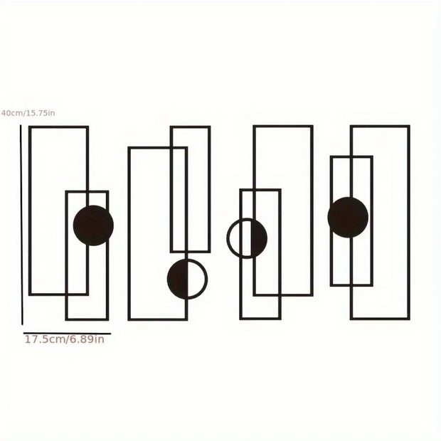 4-Piece Fashion-Themed Metal Wall Art Set, Abstract Single Line Geometric Sculptures, Indoor Elegant Minimalist Hanging Artwork