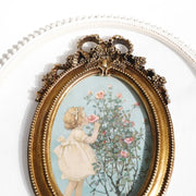 Golden Vintage Oval Photo Frame Elegant Tabletop Decor for Bedroom Study Living Room Perfect Gift Idea