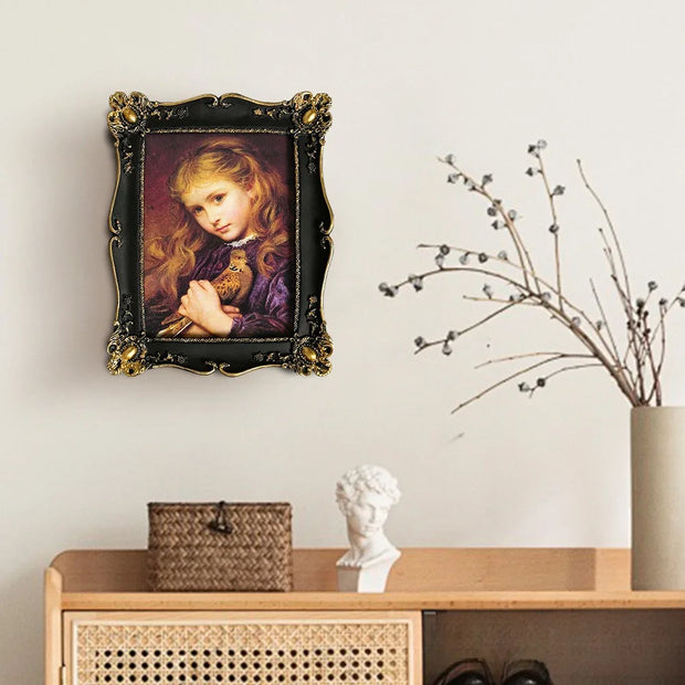 Luxury Antique Vintage Picture Frame Black with Gold Trim - Horizontal Or Vertical Tabletop Wall Hanging Photo Display Frame