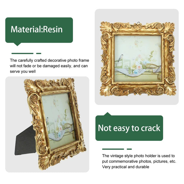 Resin Decorative Frame Retro Photo Frame Vintage Picture Frame Antique Display Frame Hanging Wall Frame Home Decor Albums Resin