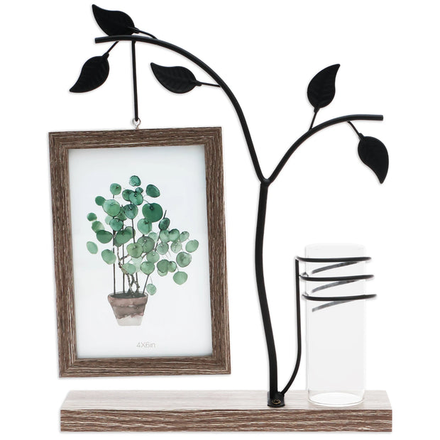 4x6 Picture Frame with Stand and Glass Vase for Flowers Plants Double Sided 4x6 Photo Frame  room Home decoration decor