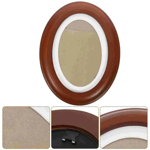 Solid Wood Wall Hanging Photo Frame Decoration Picture Frames Classic Wooden Oval Vintage