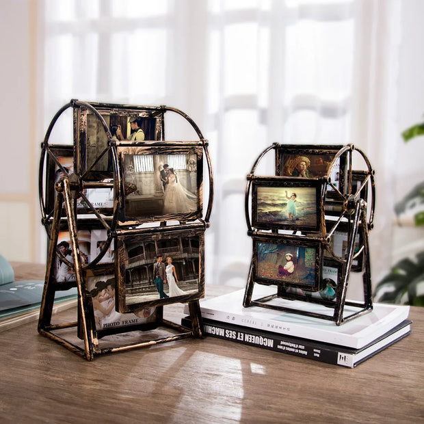 Retro Vintage Family Photo Frames DIY Ferris Wheel Rotatable Windmill Picture Frame Personalized Family Photo Frame Shows