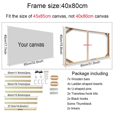 30x40 40x50 60x90cm Canvas Frame Wooden Frames Wooden Photo Oil Painting Canvas Diamond Painting Frames Canvas Wood Wall Frame