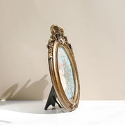 Golden Vintage Oval Photo Frame Elegant Tabletop Decor for Bedroom Study Living Room Perfect Gift Idea