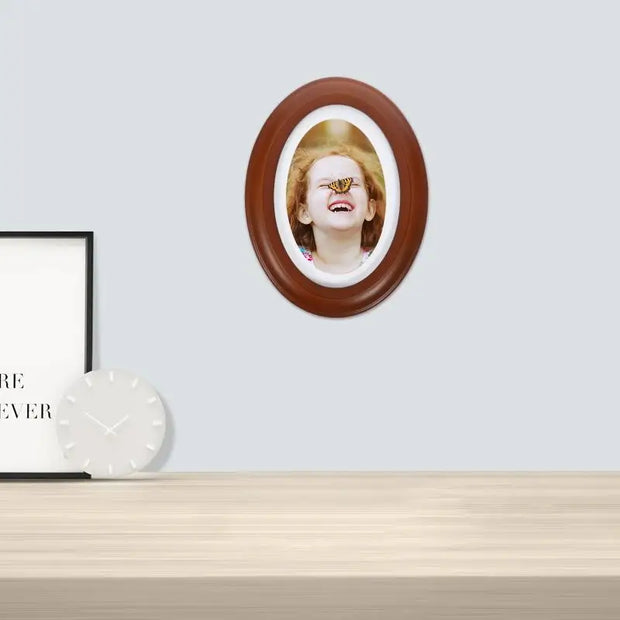 Solid Wood Wall Hanging Photo Frame Decoration Picture Frames Classic Wooden Oval Vintage