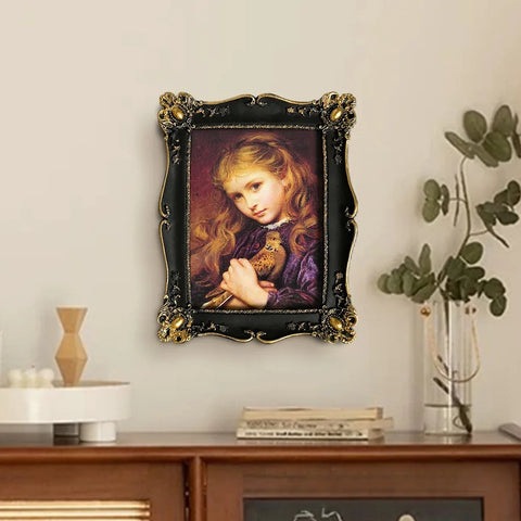 Luxury Antique Vintage Picture Frame Black with Gold Trim - Horizontal Or Vertical Tabletop Wall Hanging Photo Display Frame