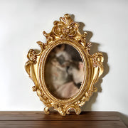 Antique European Photo Frame Gold Color Carved Embossed Resin Picture Frame Holder Wall Hanging Home Decoration Ornament Crafts