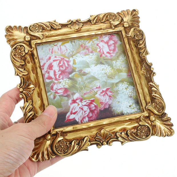 Resin Decorative Frame Retro Photo Frame Vintage Picture Frame Antique Display Frame Hanging Wall Frame Home Decor Albums Resin