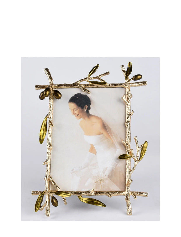 Metal Picture Frame Golden Olive Olive Branch Border Photo Frame Photo Display Background Wall Decoration Accessories