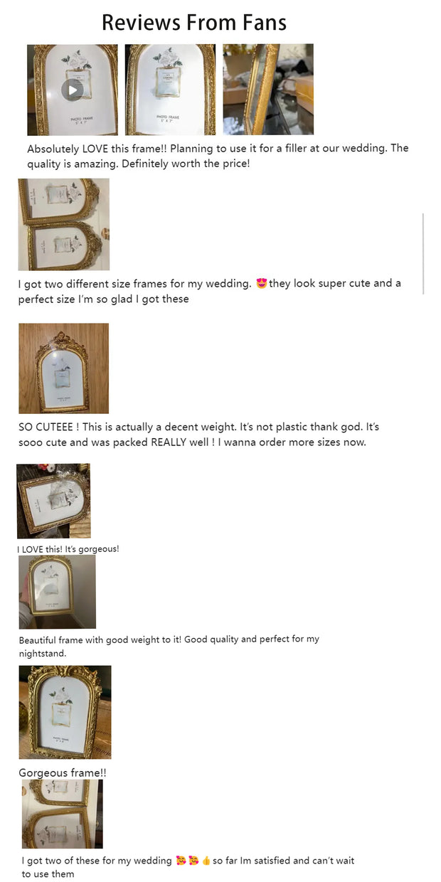 Golden Cadre Vintage Frame Retro Golden Decor Photo Frame For Photo Display, Wedding Anniversary Party Christmas Valentine Gift