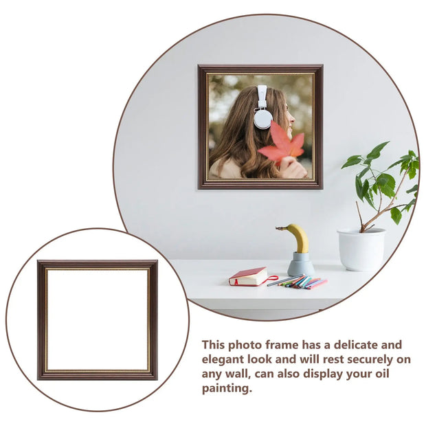 Vintage Oil Painting Frame 30x30cm Resin Square Canvas Floating Picture Frames for Home DIY Photo Wall Decor