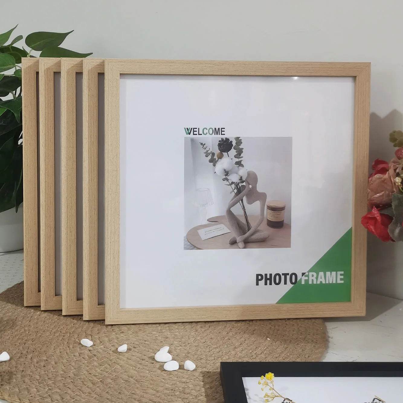 5-Pack Square Wooden Photo Frames – 15/20/25/30cm Wall & Table Display