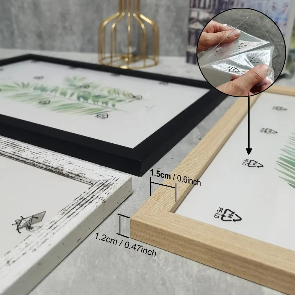 3-Pack Wooden Photo Frames – Wall & Table Display, 10x15 to A4 Sizes