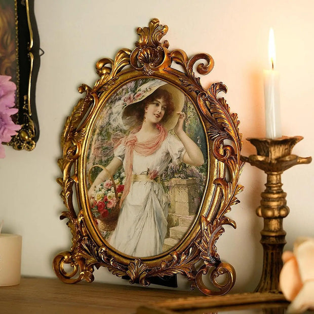 Resin Picture Frame Vintage Photo Frame Desktop Photo Display Holder for Housewarming Home Decoration