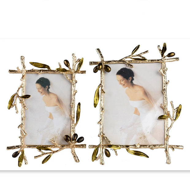 Metal Picture Frame Golden Olive Olive Branch Border Photo Frame Photo Display Background Wall Decoration Accessories