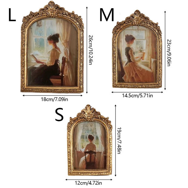 European Vintage Photo Frame Relief Picture Arch Wedding Photo Frames  For Home Decor Living Room Desk Decoration Luxury Carving