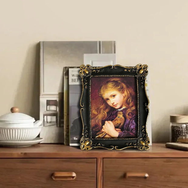 Luxury Antique Vintage Picture Frame Black with Gold Trim - Horizontal Or Vertical Tabletop Wall Hanging Photo Display Frame