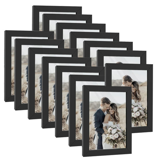 14-Pack 4x6” Wooden Photo Frames – Tabletop & Wall Display