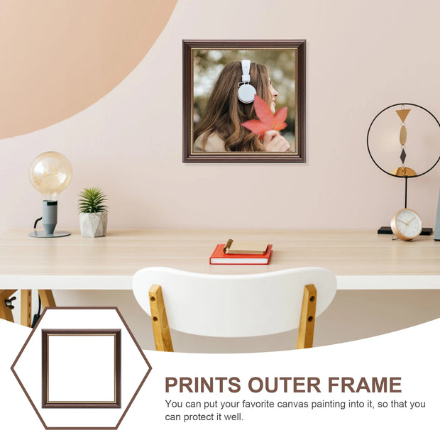 Vintage Oil Painting Frame 30x30cm Resin Square Canvas Floating Picture Frames for Home DIY Photo Wall Decor