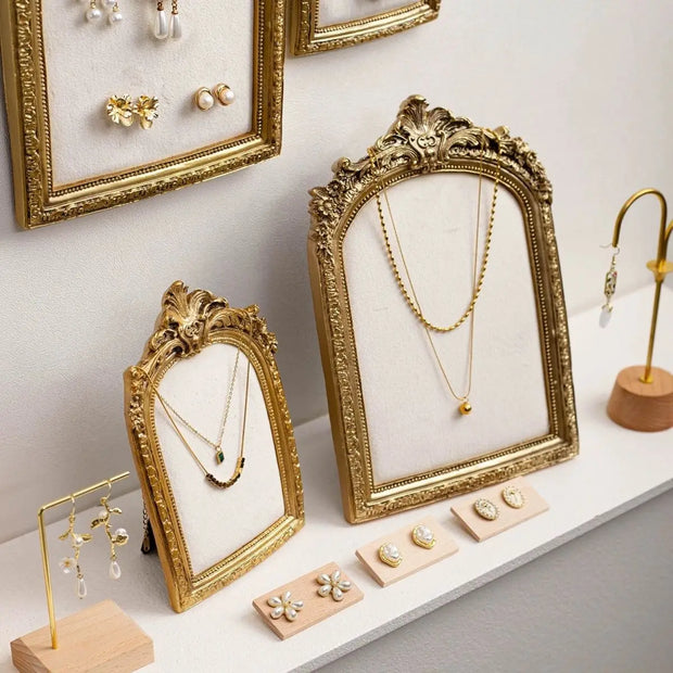 Vintage Resin Velvet Jewelry Display Stand Retro Necklace Bracelet Earring Pendant Display Props Holder Classic Jewelry Stand