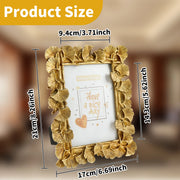 Picture Frame Antique Leaf Textured Photo Frame Vintage Gold Resin Tabletop Display Photo Holder for Home Bedroom Living Room