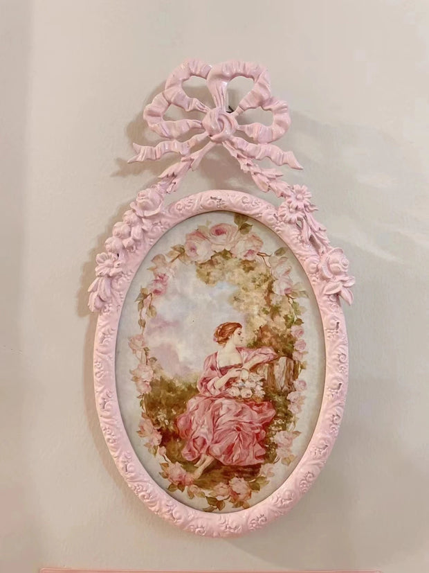 Photo Frame for Home Decoration, Cute Pink Bown, Beauty Resin, Creative, Wedding, Birthday Gift, Wholesale