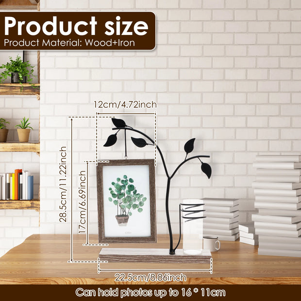 4x6 Picture Frame with Stand and Glass Vase for Flowers Plants Double Sided 4x6 Photo Frame  room Home decoration decor
