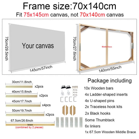 30x40 40x50 60x90cm Canvas Frame Wooden Frames Wooden Photo Oil Painting Canvas Diamond Painting Frames Canvas Wood Wall Frame