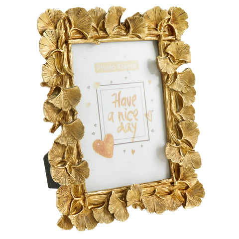 Picture Frame Antique Leaf Textured Photo Frame Vintage Gold Resin Tabletop Display Photo Holder for Home Bedroom Living Room