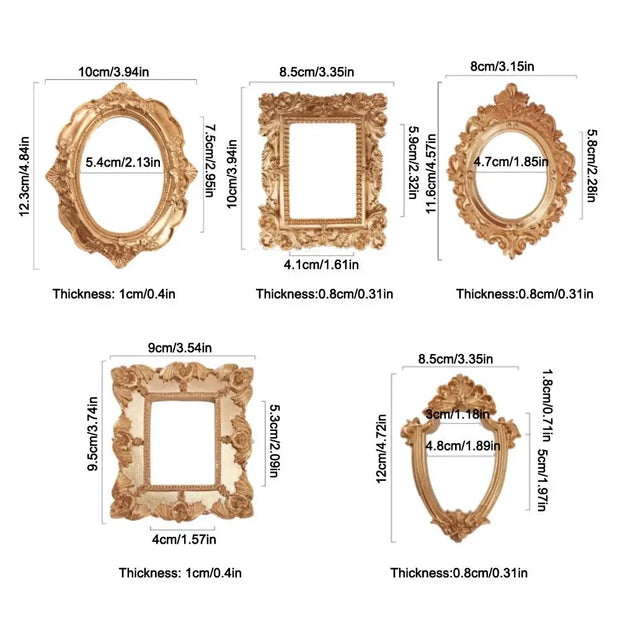 Wall Decoration Vintage Golden Retro Photo Frame Decorative European Victorian Style Pictures Frames Shooting Photo Props