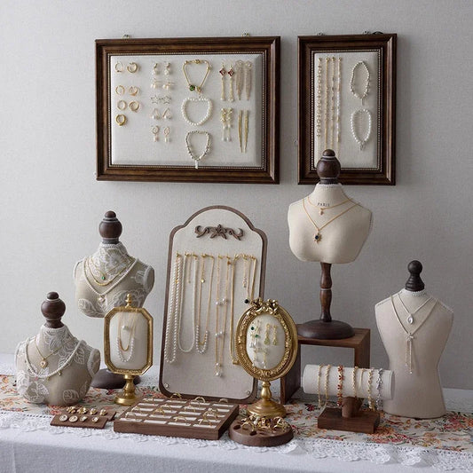 Luxury Wooden Jewelry Display Stand – Necklace, Bracelet & Ring Organizer