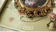 Retro European relief round resin small photo frame picture frame ornament homestay wall decoration literary light luxury wall h