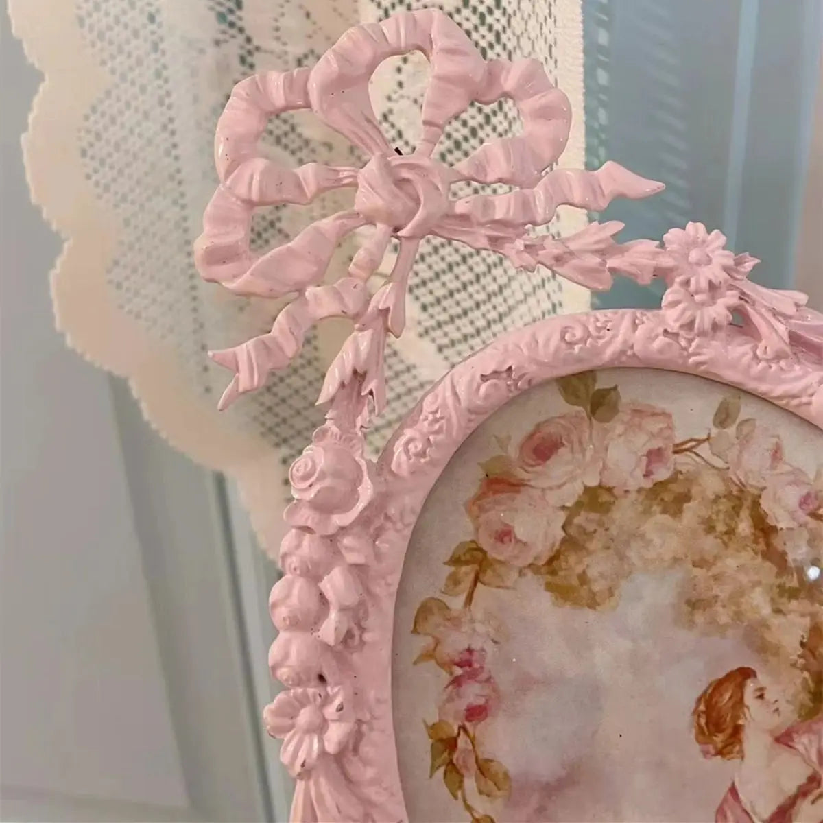 Cute Pink & Brown Resin Photo Frame – Creative Home & Gift Décor