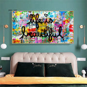 Canvas Wall Art ,life Is Beautiful Graffiti Art Canvas Posters and Prints Motivational Street Pop Art Mural Picture Home Decor
