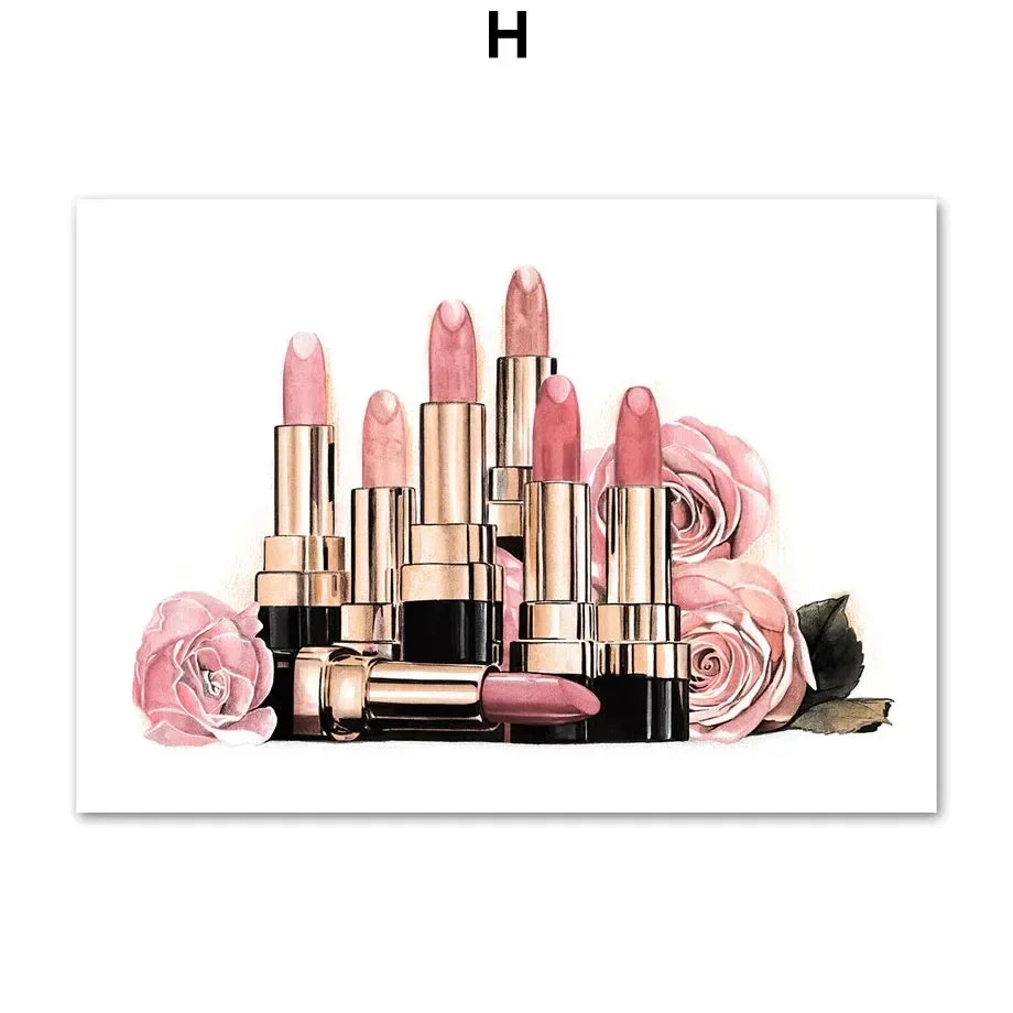 Nordic Canvas Wall Art – Fashion, Makeup & Floral Prints for Living Room Decor