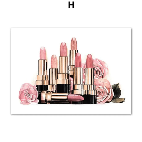 Canvas Painting Art  Nordic Posters And Prints Wall Pictures Flower Perfume Lipstick Book Fashion Makeup For Living Room Decor