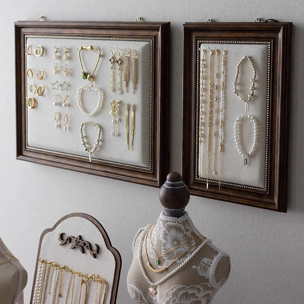 Luxury Necklace Display Portrait Model Wooden Window Jewelry Displays Rack Counter Bracelet Ring Organizer Display Props