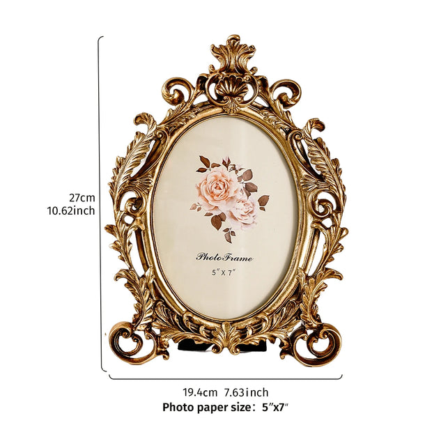 1pc European Style Vintage Gold Lace Oval Decoration Photo Frame for Photo Show Home Decoration