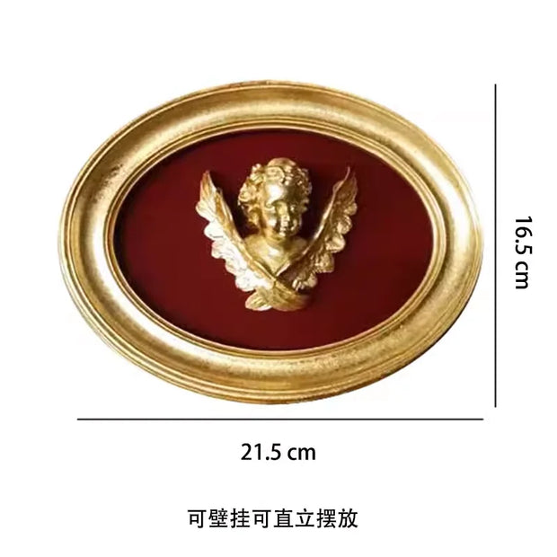 Retro European relief round resin small photo frame picture frame ornament homestay wall decoration literary light luxury wall h