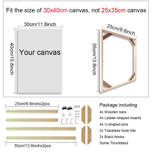 30x40 40x50 60x90cm Canvas Frame Wooden Frames Wooden Photo Oil Painting Canvas Diamond Painting Frames Canvas Wood Wall Frame