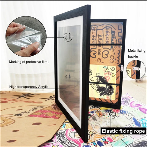 Wood Flap Art Frames Magnetic A4 Photo Frame Framed Picture DIY Children's Exhibition of Paintings Home Decoration Storage Rack