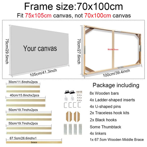30x40 40x50 60x90cm Canvas Frame Wooden Frames Wooden Photo Oil Painting Canvas Diamond Painting Frames Canvas Wood Wall Frame