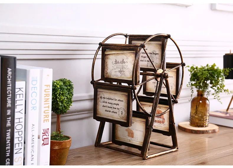 Retro Vintage Ferris Wheel Rotatable Photo Frame – Personalized Family Display