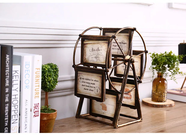 Retro Vintage Family Photo Frames DIY Ferris Wheel Rotatable Windmill Picture Frame Personalized Family Photo Frame Shows